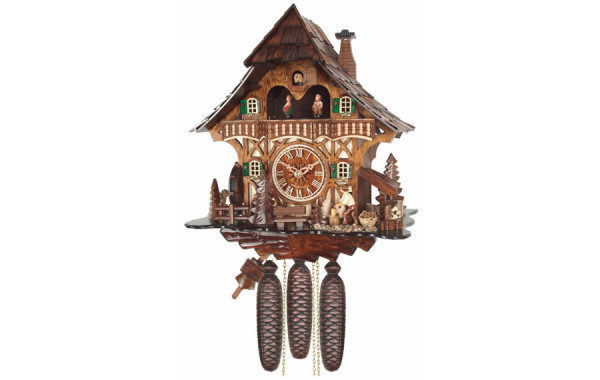 Orologio Cucu’ con casa e finestre decorate