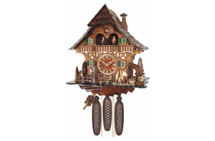 Orologio Cucu’ con casa e finestre decorate